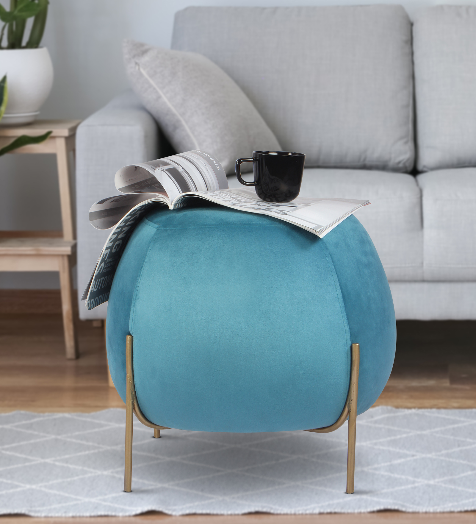Primrose Ottoman Pouffes for Sitting Stool for Living Room Sitting Puffy Wooden Stools Chair Living Room Furniture Footrest Pouf Foot Stool for Office Room Decor, (Otto)